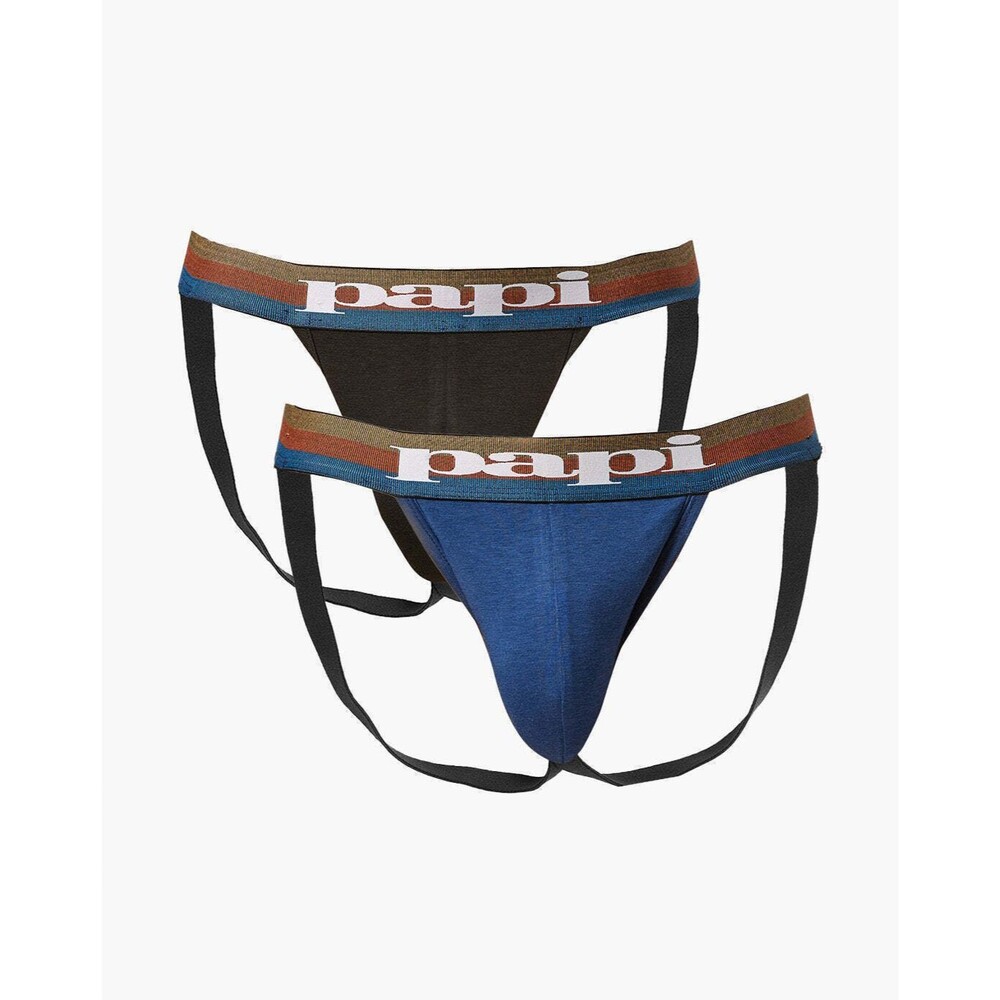 Papi Sodalite and Black 2-Pack Cotton and Viscose Microflex Men's Jockstraps